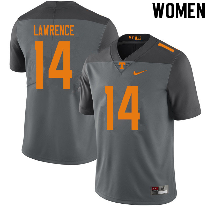 Women #14 Key Lawrence Tennessee Volunteers College Football Jerseys Sale-Gray